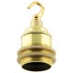 Traditional Edison Screw Bulb Holder (E27) with 2 Shade Rings and Metal Deco Styled Hook in Raw Brass Finish