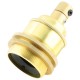 Traditional Edison Screw Bulb Holder (E27) with 2 Shade Rings and Integrated Cord Grip in Raw Brass Finish