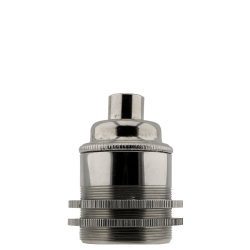 Traditional Edison Screw Bulb Holder (E27) with 2 Shade Rings with Lockable 10mm Threaded Entry in Chrome Effect Finish Traditional Edison Screw Bulb Holder (E27) with 2 Shade Rings with Lockable 10mm Threaded Entry in Chrome Effect Finish