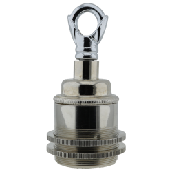 Traditional Edison Screw Bulb Holder (E27) with 2 Shade Rings and Metal Deco Styled Loop in Chrome Effect Finish Traditional Edison Screw Bulb Holder (E27) with 2 Shade Rings and Metal Deco Styled Loop in Chrome Effect Finish