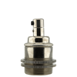 Traditional Edison Screw Bulb Holder (E27) with 2 Shade Rings and Integrated Cord Grip in Chrome Effect Finish Traditional Edison Screw Bulb Holder (E27) with 2 Shade Rings and Integrated Cord Grip in Chrome Effect Finish