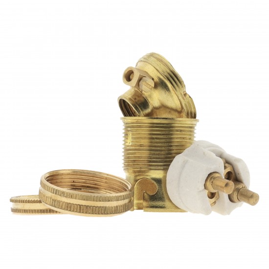 Lampholder B15 Raw Brass with Shade Ring 10mm Threaded Entry