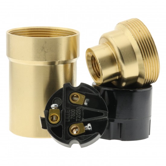 Lampholder SES E14 in Raw Brass with Plain Skirt with 10mm Entry