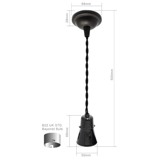 Elegant Retro Pendant Light with UK B22 Socket - High-Quality, UK-Made Ceiling Fixture