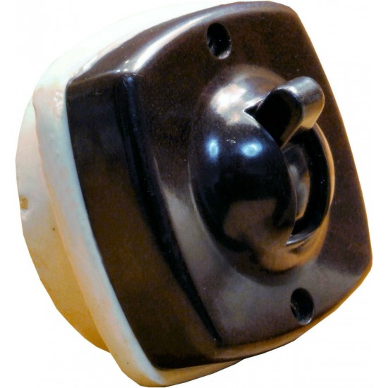 Britmac Vintage Brown & White Bakelite Toggle Light Switch 1Way 1Gang Recessed