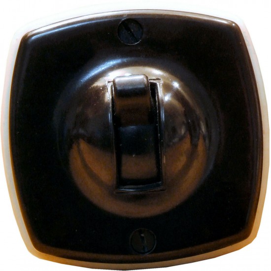 Britmac Vintage Brown & White Bakelite Toggle Light Switch 1Way 1Gang Recessed Britmac Vintage Brown & White Bakelite Toggle Light Switch 1Way 1Gang Recessed