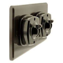 2Gang by 1Way Vintage Britmac Bakelite Light Switch on a Matching Flush Panel Plinth