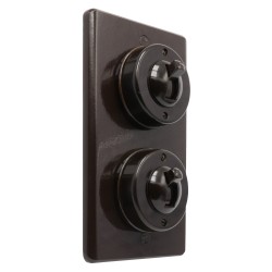 Vintage Crabtree Bakelite 2Gang Light Switch on a Matching Flush Panel Plinth