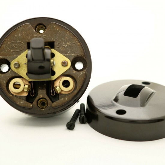 MEM Vintage Brown Bakelite Toggle Light Switch 1 Way 1 Gang MEM Vintage Brown Bakelite Toggle Light Switch 1 Way 1 Gang