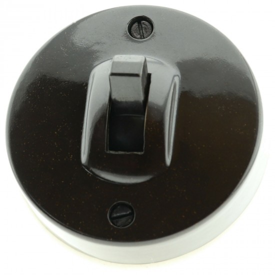 Mem Vintage 1Way Light Switch in Brown Bakelite and Ivory Ceramic Mem Vintage 1Way Light Switch in Brown Bakelite and Ivory Ceramic