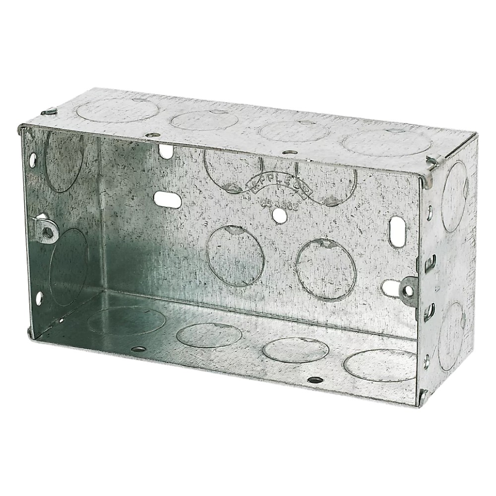 Art Deco Emporium APPLEBY 2GANG GALVANISED STEEL BACK BOX 47MM