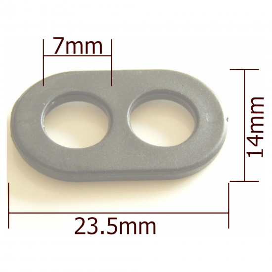 Cord Wire Grip Clamp Gland Grommet Two Hole 6mm in Black Cord Wire Grip Clamp Gland Grommet Two Hole 6mm in Black