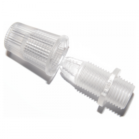 Two Part Nylon Flex Clamp, 10mm Threaded in Clear