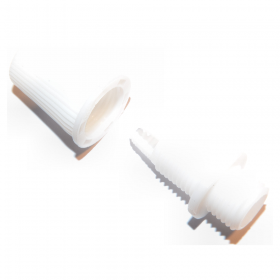 Two Part Nylon Flex Clamp, 10mm Threaded in White Two Part Nylon Flex Clamp, 10mm Threaded in White