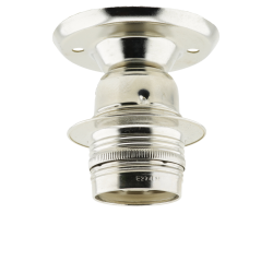 E27 Batten Lampholder in Silver Nickel Finish E27 Batten Lampholder in Silver Nickel Finish