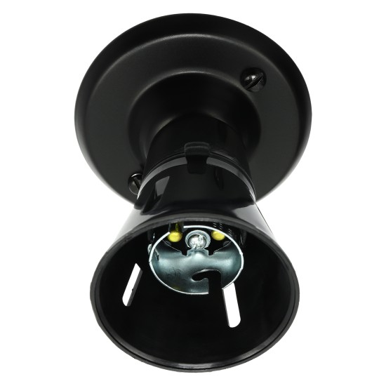 Batten Bulb Holder made from Black Bakelite B22 Vented Lampholder on Deco Styled Metal Ceiling Rose