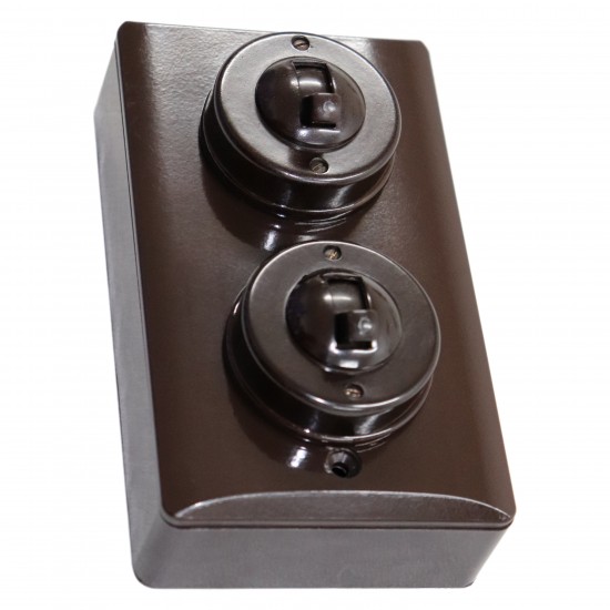 Original Refurbished Crabtree Toggle Switches on a Bakelite Surface Mount Plate and Pattress