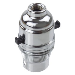 Switched Lampholder B22 Nickel Plated with Shade Ring, 10mm Threaded Entry Switched Lampholder B22 Nickel Plated with Shade Ring, 10mm Threaded Entry