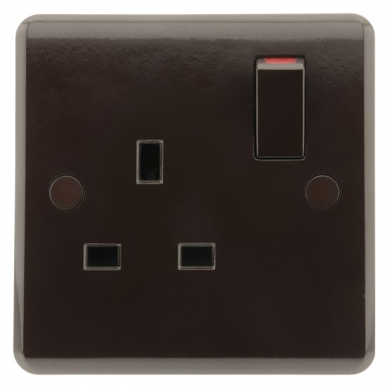 Dark Brown Single Switched Socket -13Amp-240V