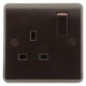 Dark Brown Single Switched Socket -13Amp-240V