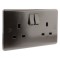 Coated Dark Brown Switched Double Plug Socket -13A-2-Gang-SP 