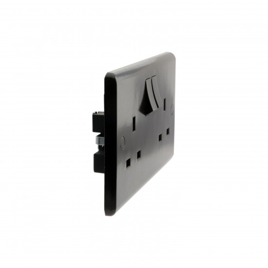 Dark Brown Switched Double Plug Socket -13A-2-Gang-SP 