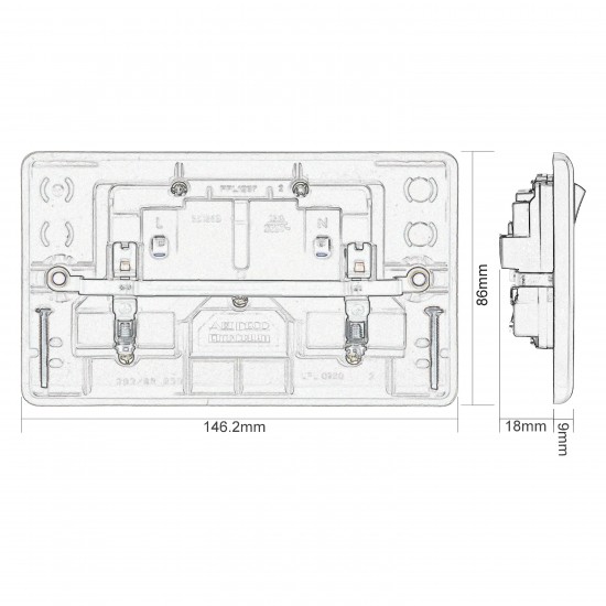 Dark Brown Switched Double Plug Socket -13A-2-Gang-SP 