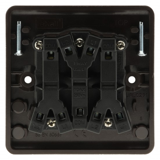 Dark Brown Wall Switch -2 Way-3 Gang-10 Amp