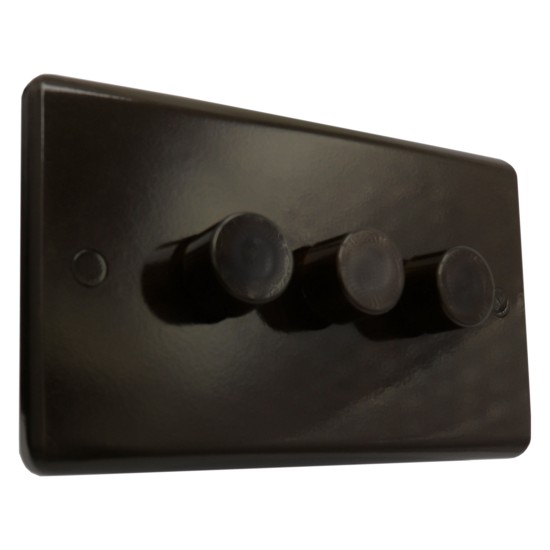 eXalt Range Brown Bakelite Light Dimmer Switch 2Way 3Gang