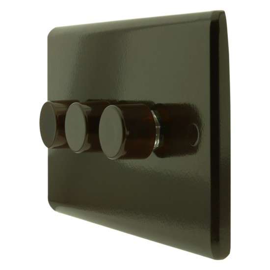 eXalt Range Brown Bakelite Light Dimmer Switch 2Way 3Gang