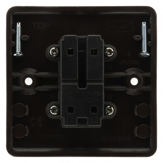 Dark Brown Wall Switch -Intermediate-4 Way-1 Gang-10 Amp