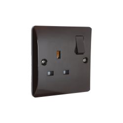 Single Switched Socket in Brown Bakelite 240V 13Amp Single Switched Socket in Brown Bakelite 240V 13Amp