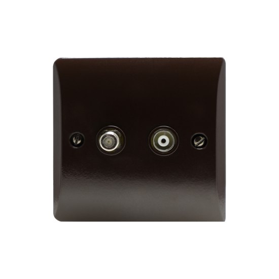 Twin TV Coaxial Aerial and Satellite Socket in Retro Design