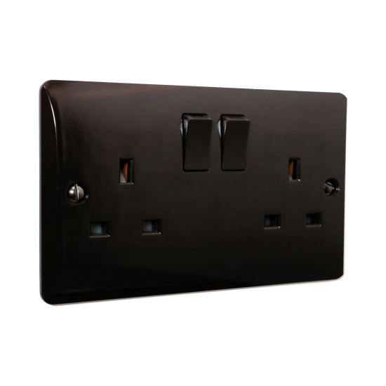 Double Switched Socket in Brown Bakelite 240V 13Amp Double Switched Socket in Brown Bakelite 240V 13Amp