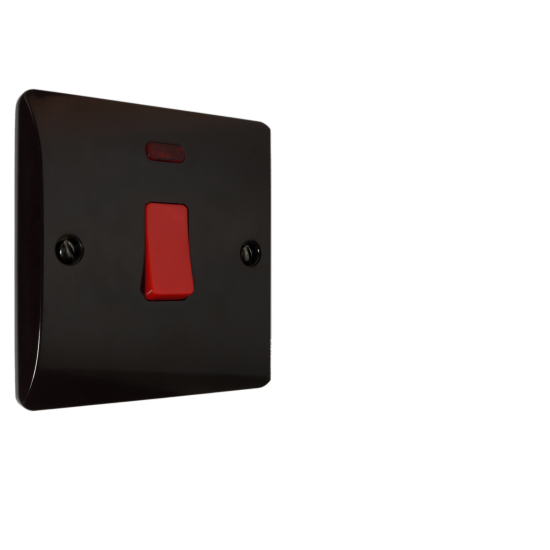 45 Amp DP Switch with Neon Lamp in Brown Bakelite 45 Amp DP Switch with Neon Lamp in Brown Bakelite