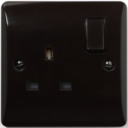 Single Switched Socket in Brown Bakelite 240V 13Amp Single Switched Socket in Brown Bakelite 240V 13Amp