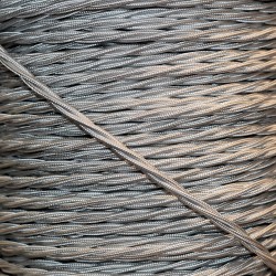 Cloth Braided Twisted Wire UK Made 3Core 6Amp in Silver Grey Cloth Braided Twisted Wire UK Made 3Core 6Amp in Silver Grey