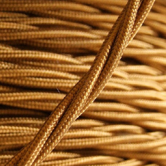 Cloth Braided Twisted Wire UK Made 3Core 6Amp in Antique Gold