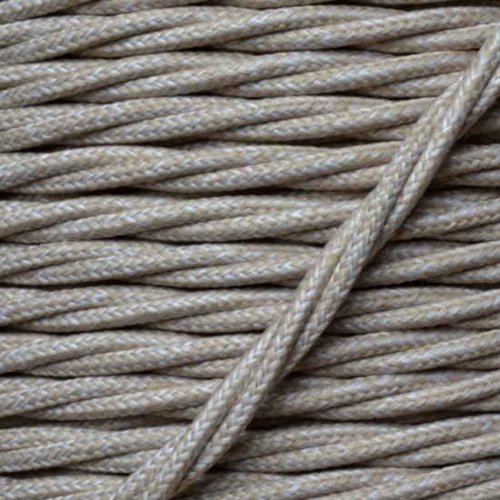 Cloth Braided Twisted Wire UK Made 3Core 6Amp in Linen
