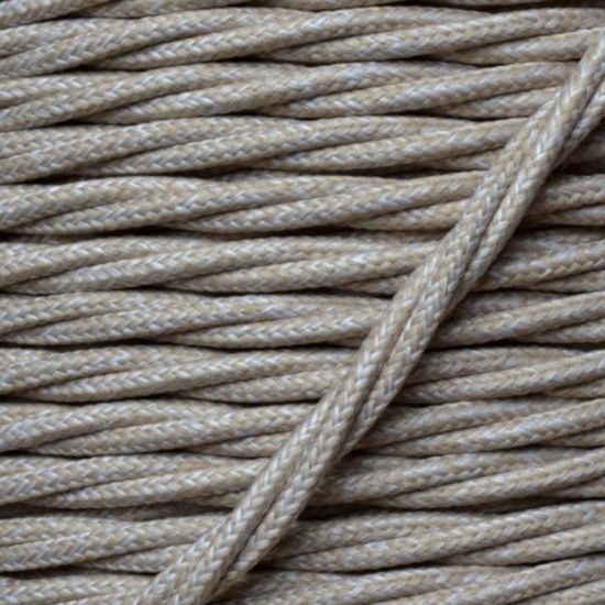 Cloth Braided Twisted Wire UK Made 3Core 3Amp in Linen