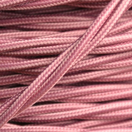 Cloth Braided Twisted Wire UK Made 3Core 6Amp in Old Dusky Pink