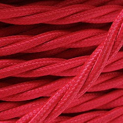 Cloth Braided Twisted Wire UK Made 3Core 3Amp in Bright Red