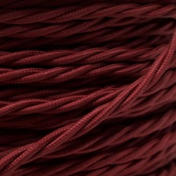 Cloth Braided Twisted Wire UK Made 3Core 6Amp in Rich Burgundy Cloth Braided Twisted Wire UK Made 3Core 6Amp in Rich Burgundy