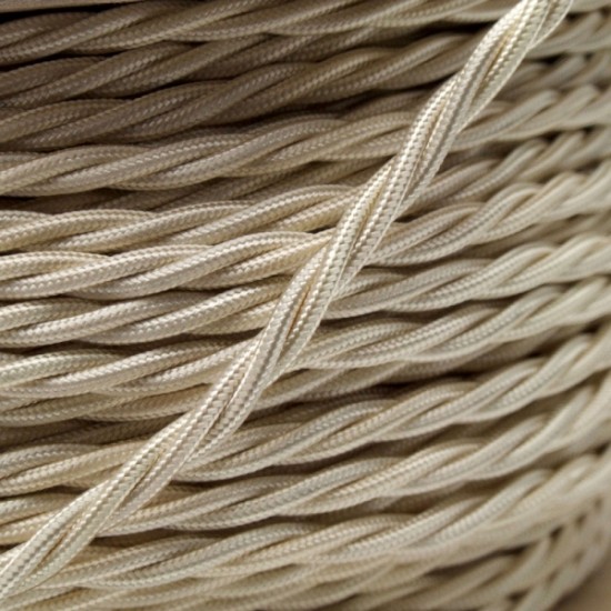 Cloth Braided Twisted Wire UK Made 3Core 6Amp in Classic Ivory