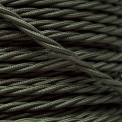 Cloth Braided Twisted Wire UK Made 3Core 6Amp in Khaki Green Cloth Braided Twisted Wire UK Made 3Core 6Amp in Khaki Green