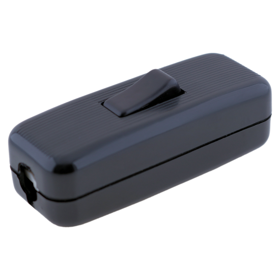 Deco Styled In-line Rocker Switch 3 Wire 1 Way in Black