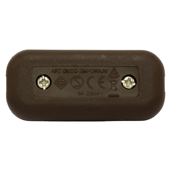 Small In-line Rocker Switch 3 Wire Dual Pole in Brown