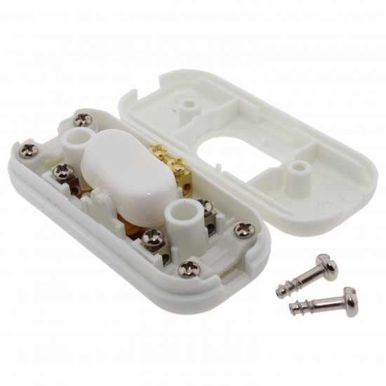 Small In-line Rocker Switch 3 Wire Dual Pole in White