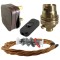 Lamp Repair and Service Kit | Brown Plug | Antique Gold Flex | Black Switch | B22 Brass Lamp Holder