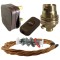 Lamp Repair and Service Kit | Brown Plug | Antique Gold Flex | Brown Switch | B22 Brass Lamp Holder